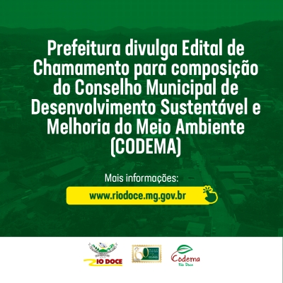 Prefeitura divulga edital de chamamento para composição do CODEMA